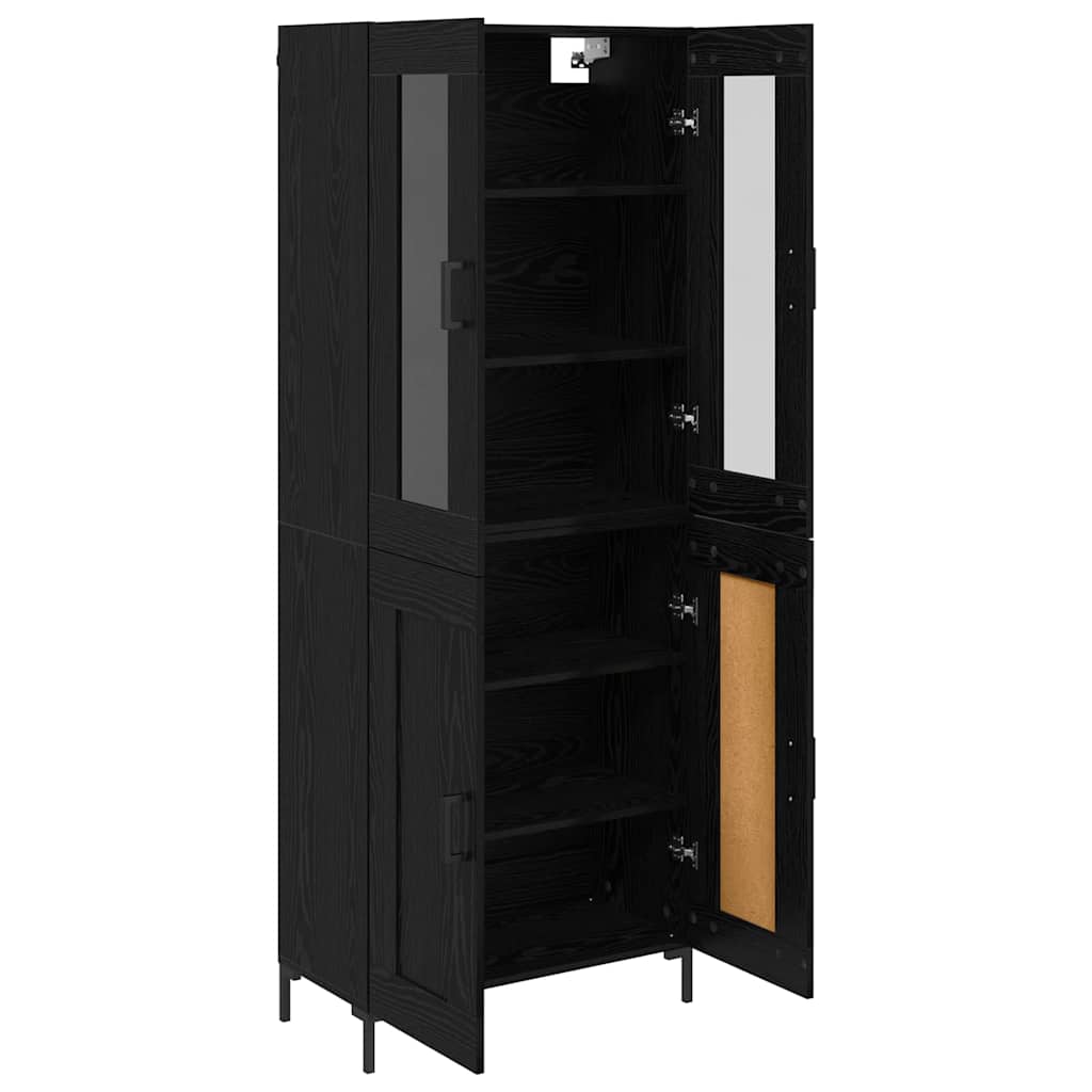 Highboard 2 pcs Crni hrast Konstruirano drvo