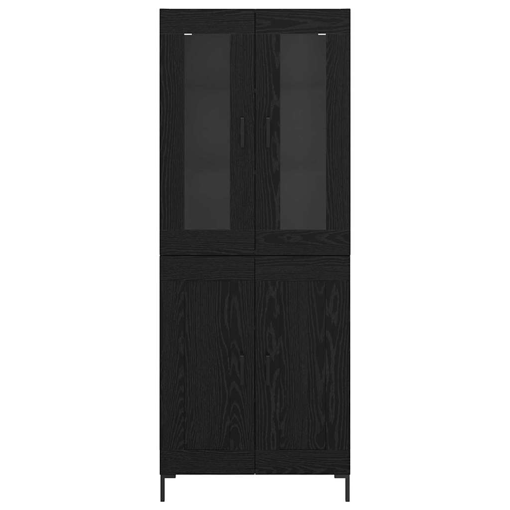 Highboard 2 pcs Crni hrast Konstruirano drvo