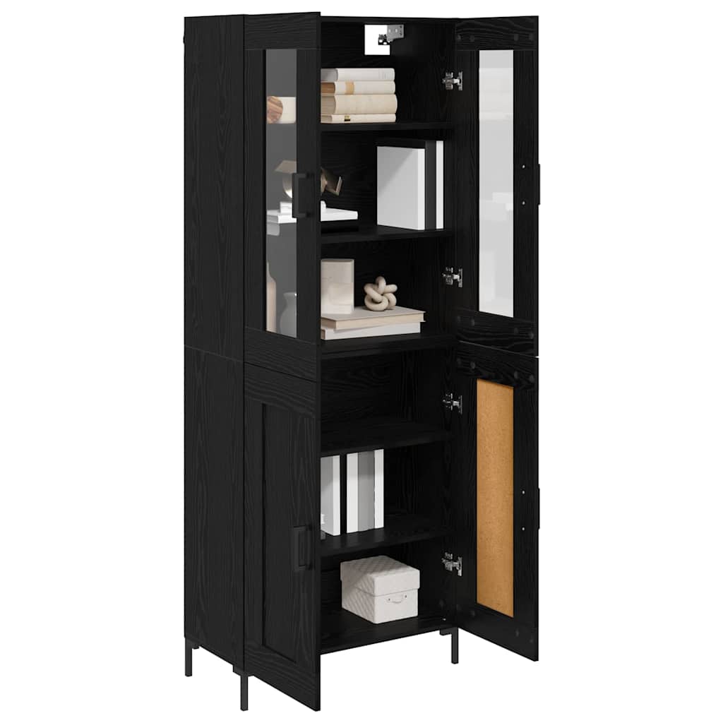 Highboard 2 pcs Crni hrast Konstruirano drvo