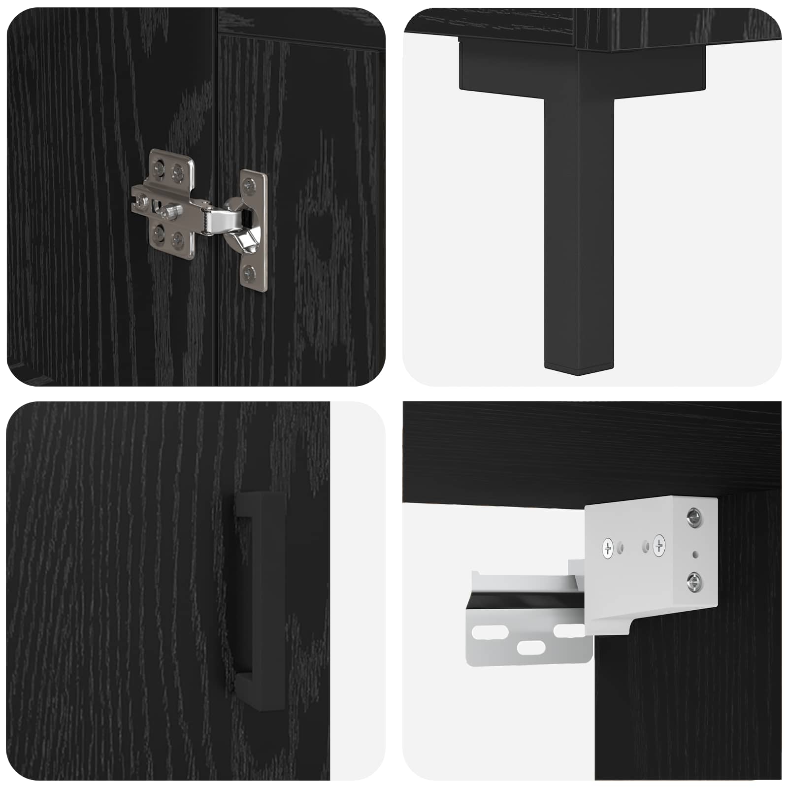 Highboard 2 pcs Crni hrast Konstruirano drvo