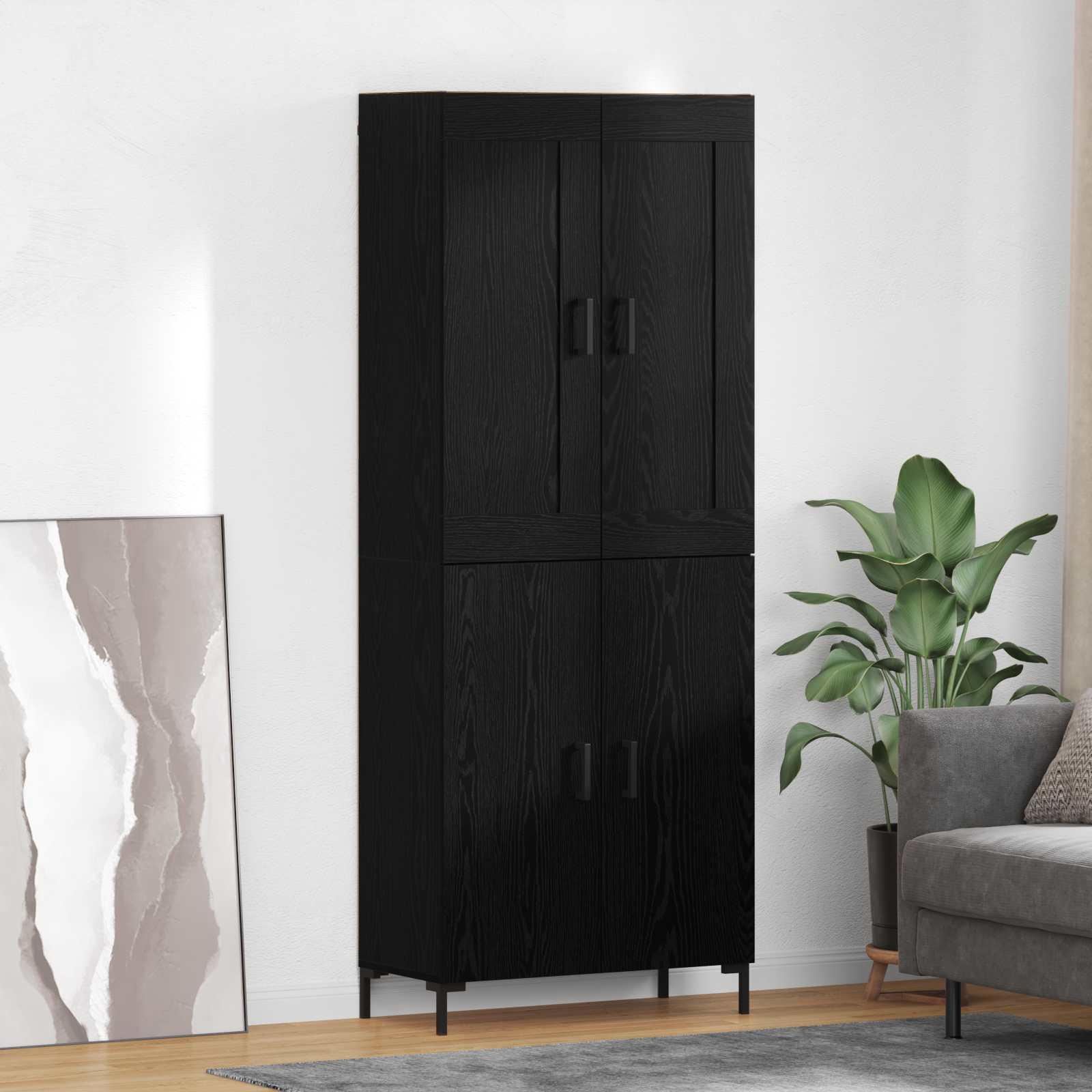 Highboard 2 pcs Crni hrast Konstruirano drvo