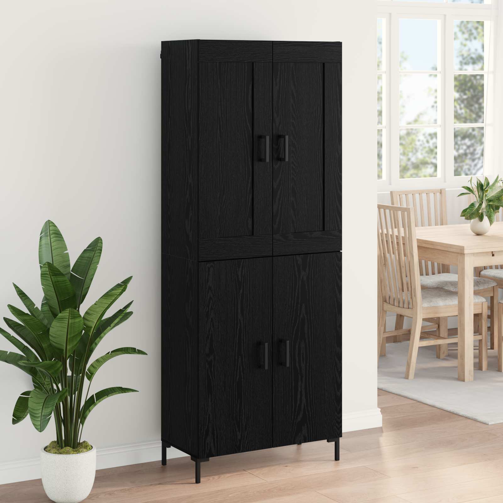 Highboard 2 pcs Crni hrast Konstruirano drvo