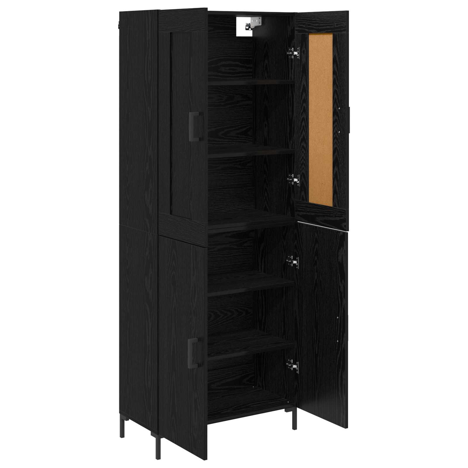 Highboard 2 pcs Crni hrast Konstruirano drvo