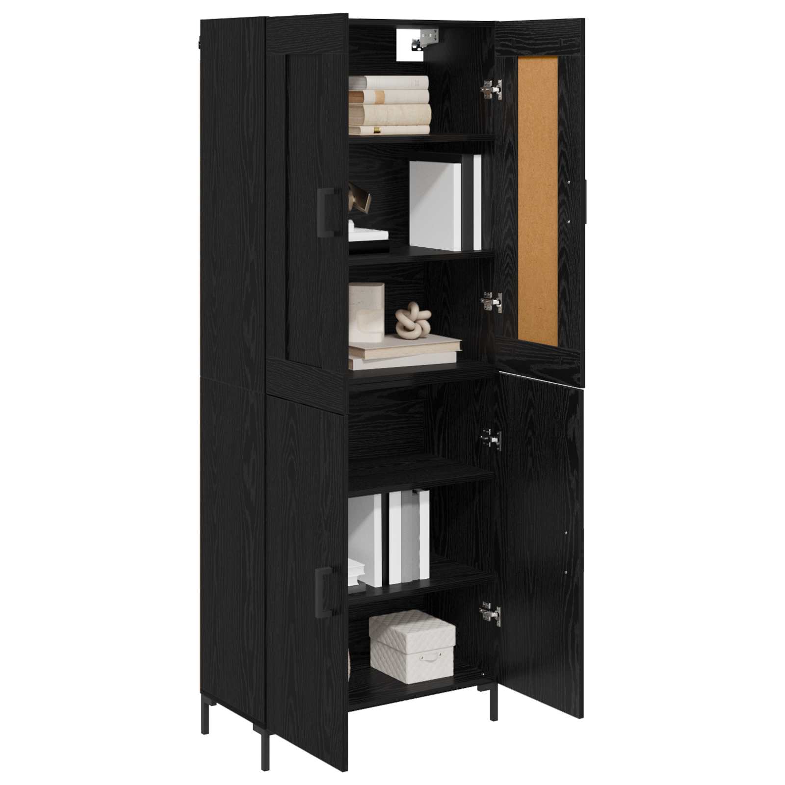 Highboard 2 pcs Crni hrast Konstruirano drvo