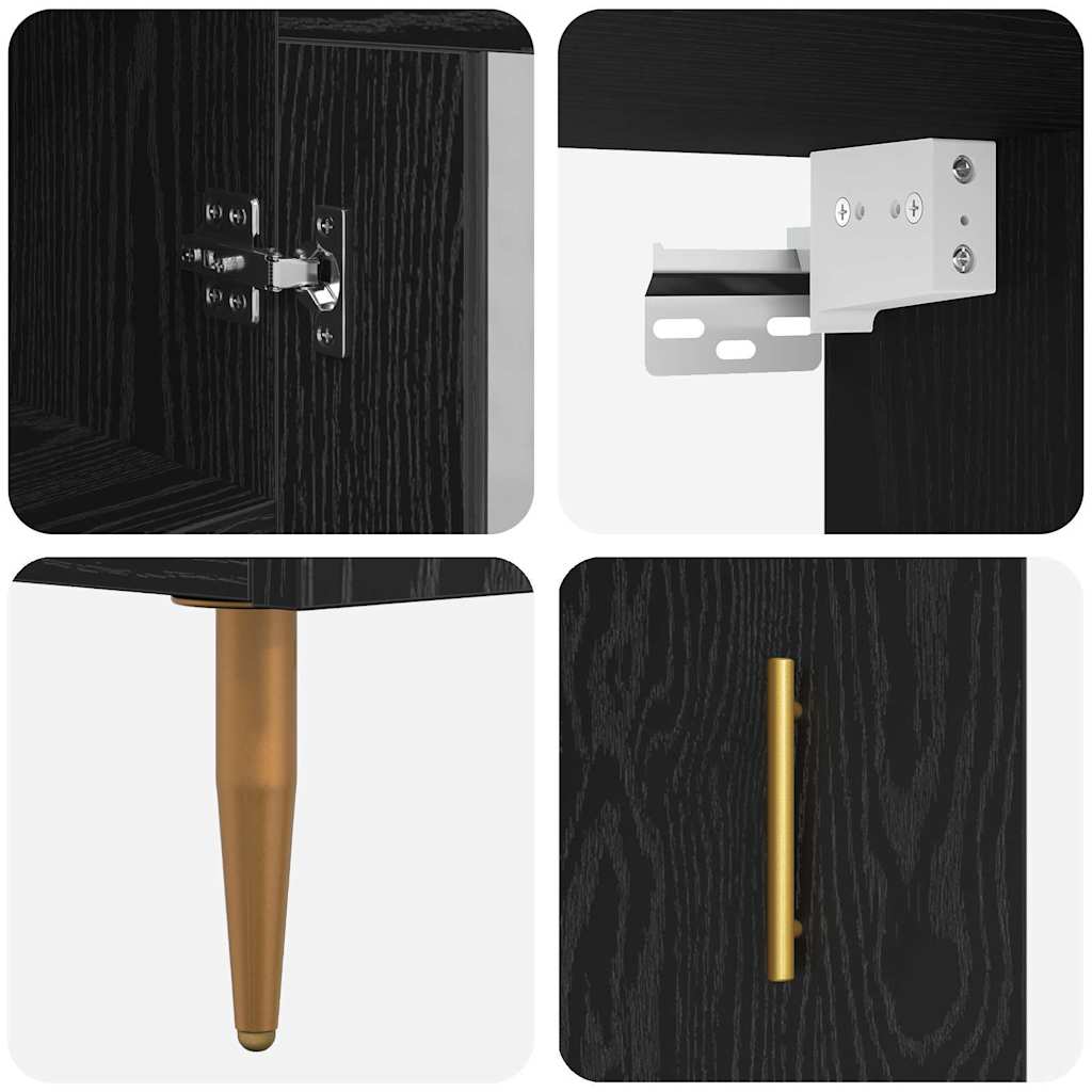 Highboard 2 pcs Crni hrast Konstruirano drvo