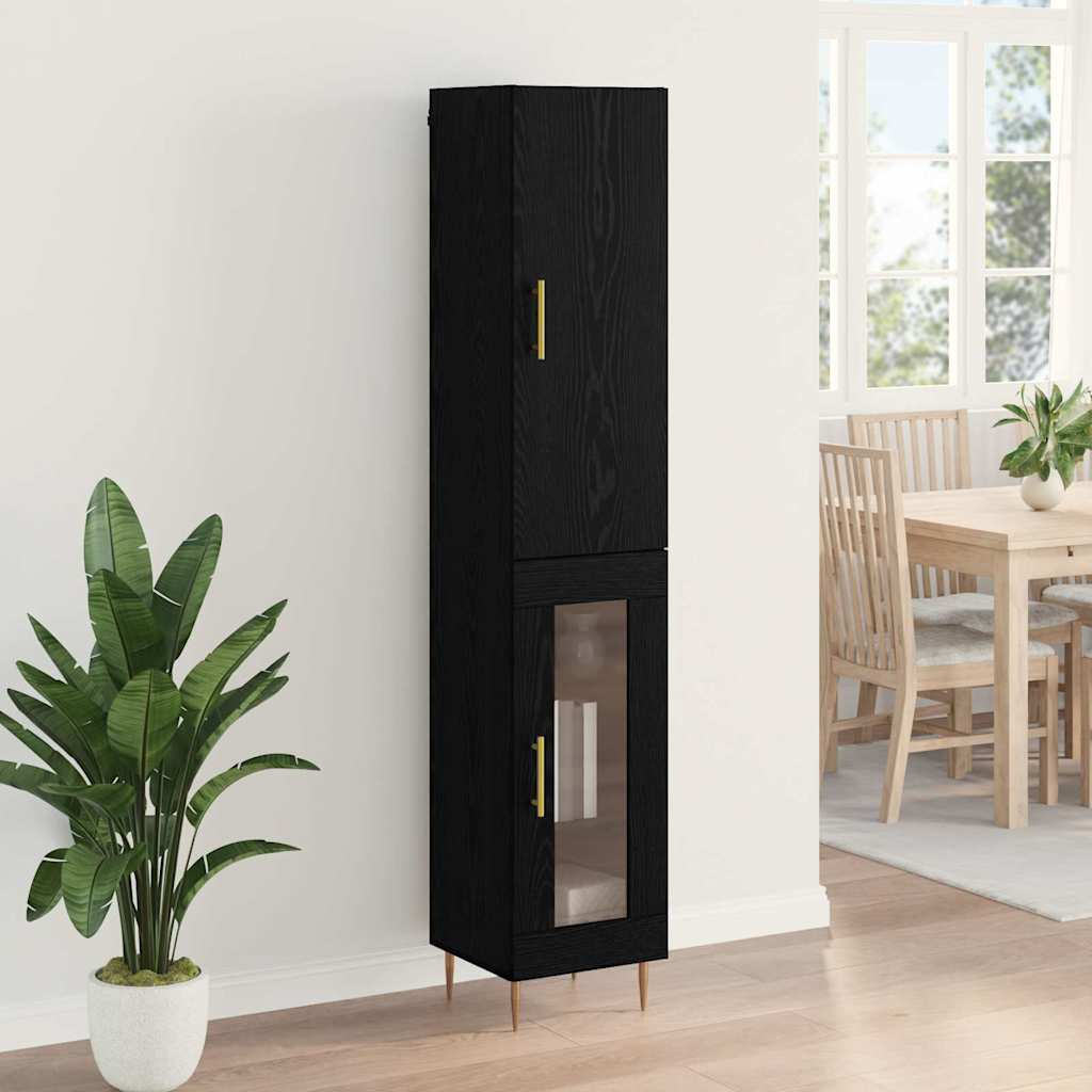 Highboard 2 pcs Crni hrast Konstruirano drvo
