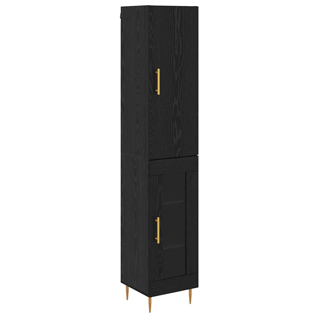 Highboard 2 pcs Crni hrast Konstruirano drvo
