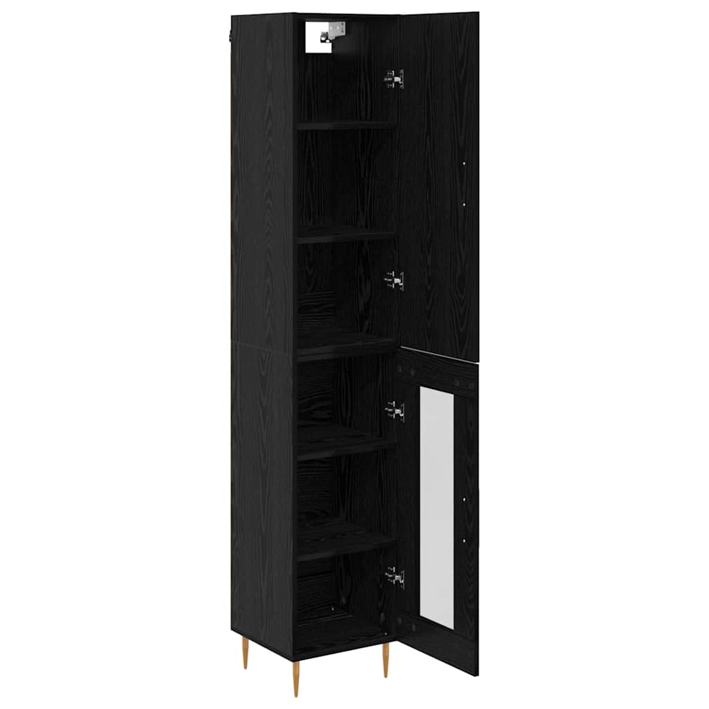 Highboard 2 pcs Crni hrast Konstruirano drvo