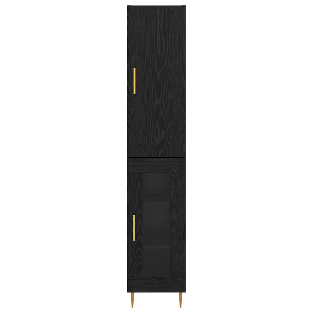 Highboard 2 pcs Crni hrast Konstruirano drvo