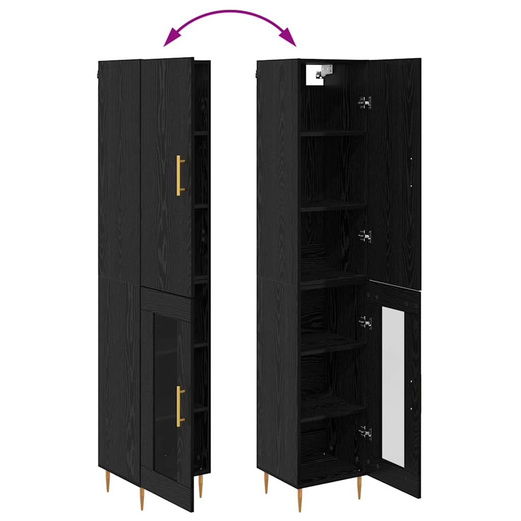 Highboard 2 pcs Crni hrast Konstruirano drvo