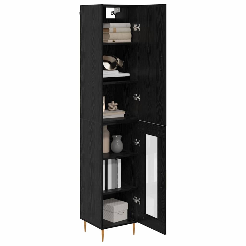 Highboard 2 pcs Crni hrast Konstruirano drvo