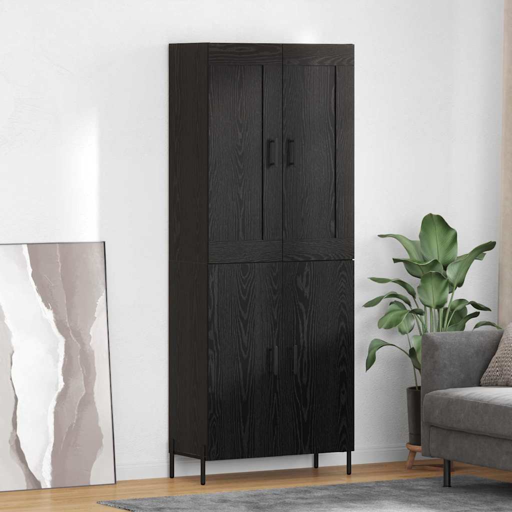 Highboard 2 pcs Crni hrast Konstruirano drvo