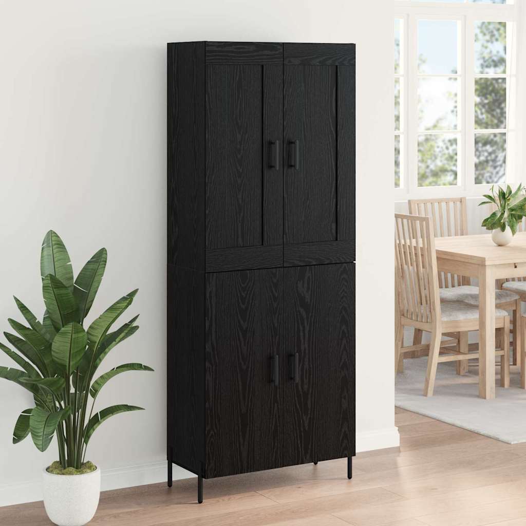 Highboard 2 pcs Crni hrast Konstruirano drvo