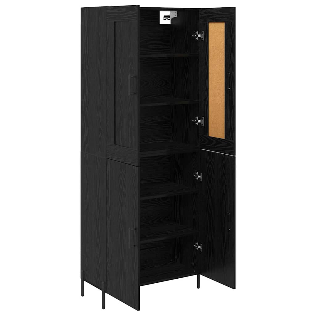 Highboard 2 pcs Crni hrast Konstruirano drvo