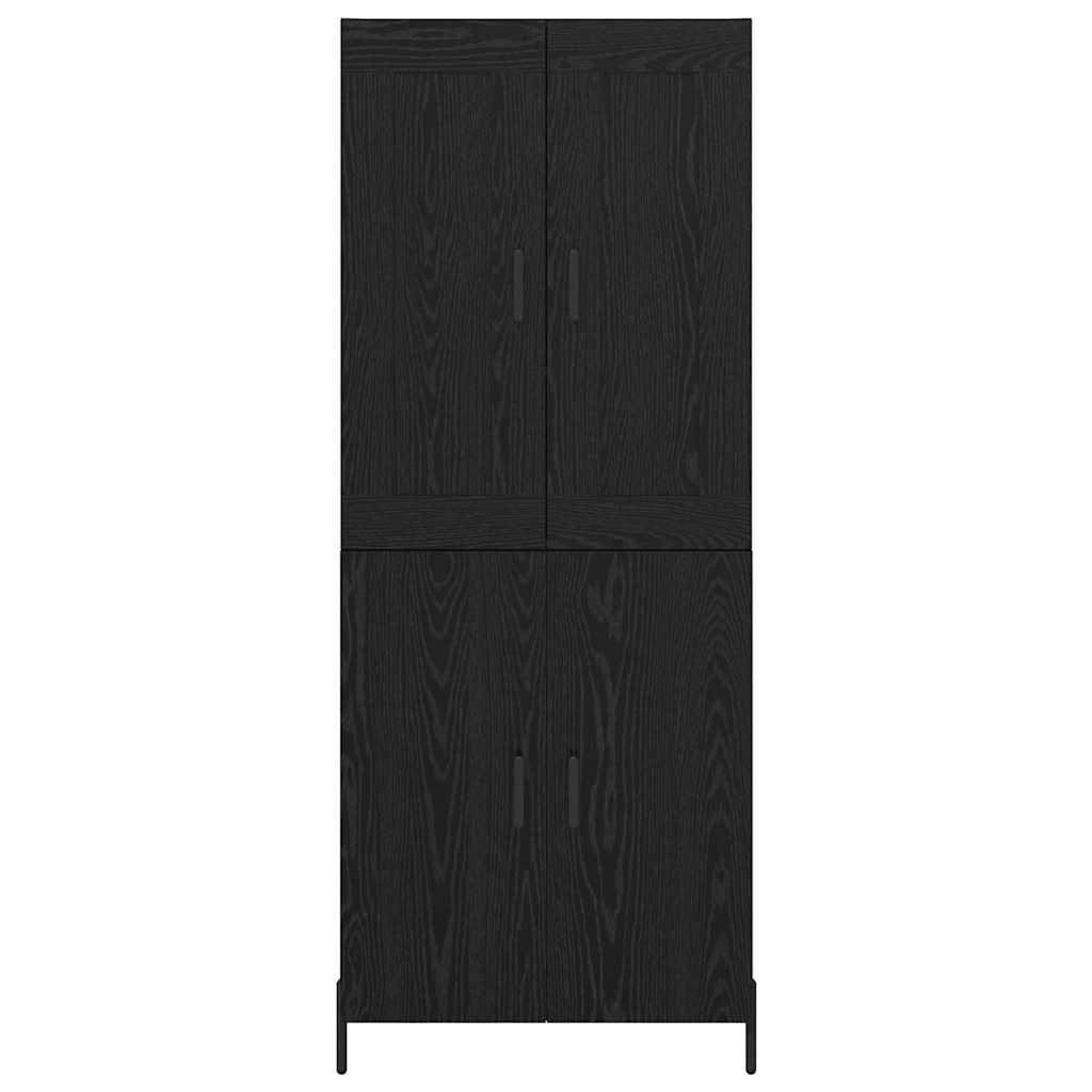 Highboard 2 pcs Crni hrast Konstruirano drvo