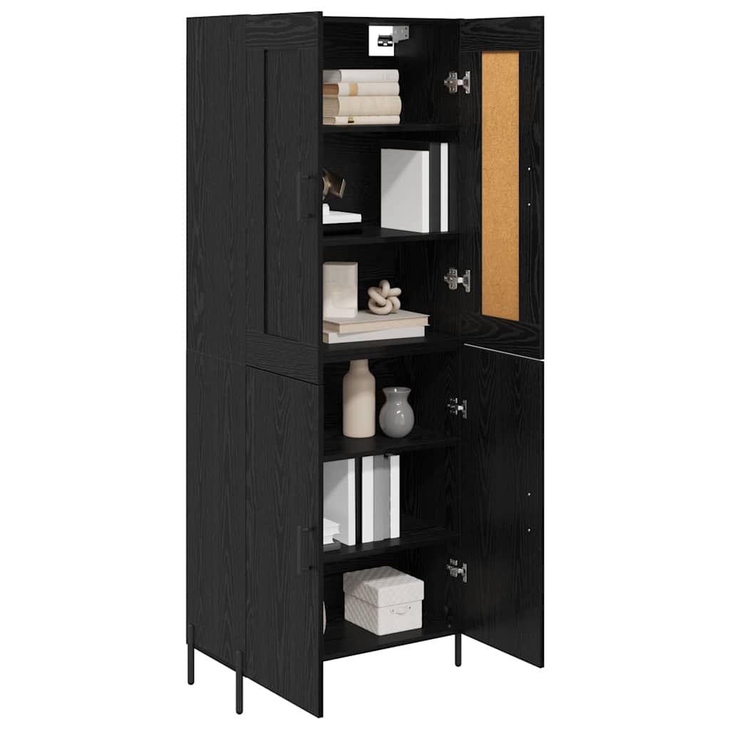 Highboard 2 pcs Crni hrast Konstruirano drvo