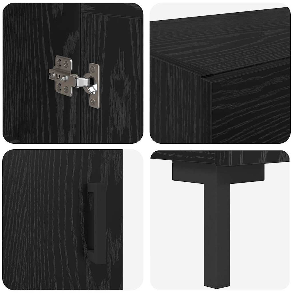 Highboard 2 pcs Crni hrast Konstruirano drvo