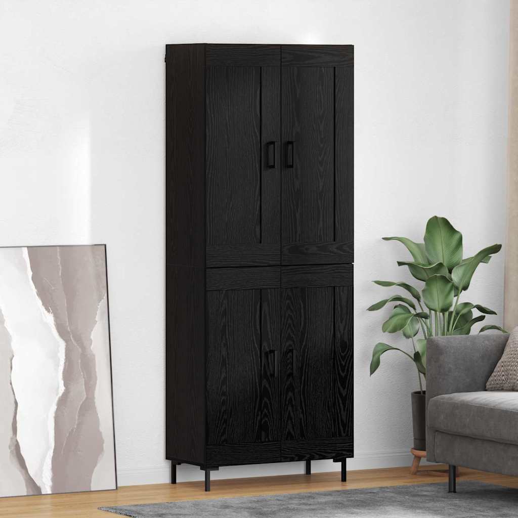 Highboard 2 pcs Crni hrast Konstruirano drvo