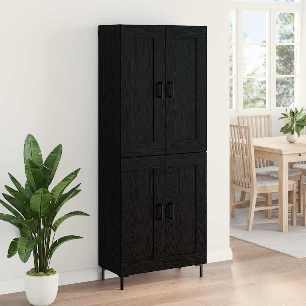 Highboard 2 pcs Crni hrast Konstruirano drvo
