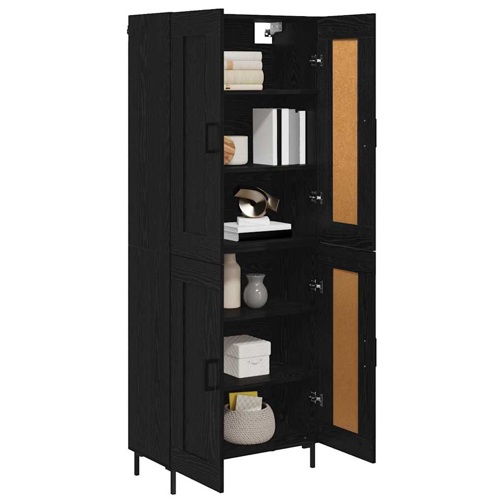 Highboard 2 pcs Crni hrast Konstruirano drvo