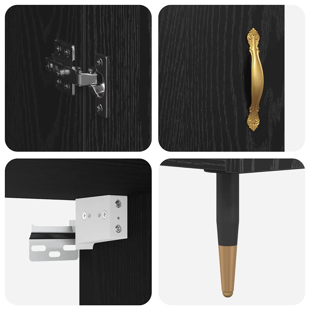 Highboard 2 pcs Crni hrast Konstruirano drvo