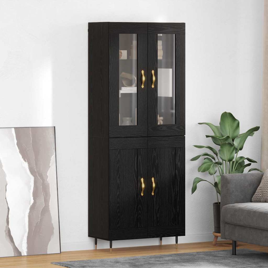 Highboard 2 pcs Crni hrast Konstruirano drvo