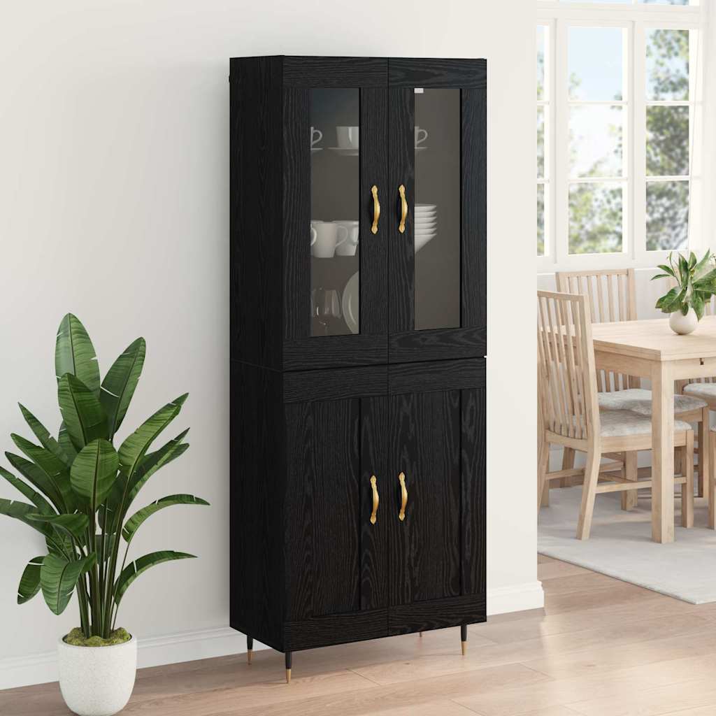Highboard 2 pcs Crni hrast Konstruirano drvo