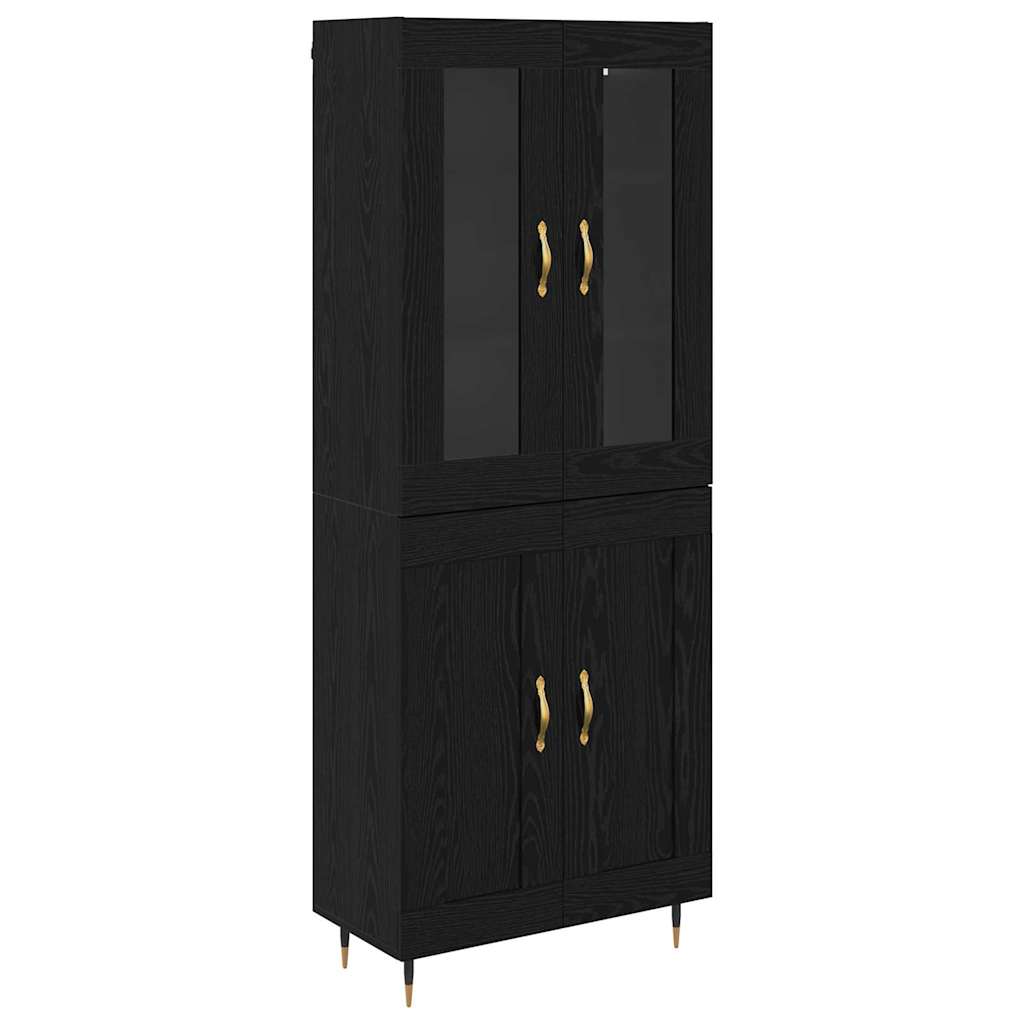 Highboard 2 pcs Crni hrast Konstruirano drvo