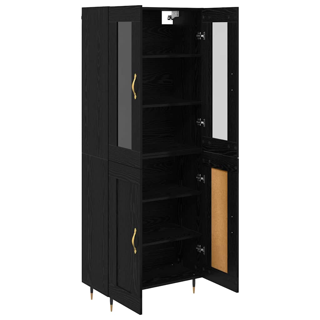 Highboard 2 pcs Crni hrast Konstruirano drvo