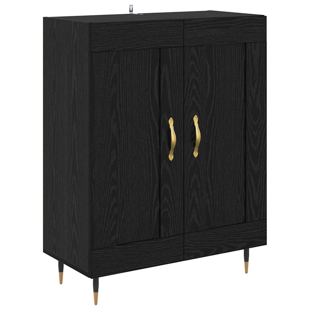 Highboard 2 pcs Crni hrast Konstruirano drvo