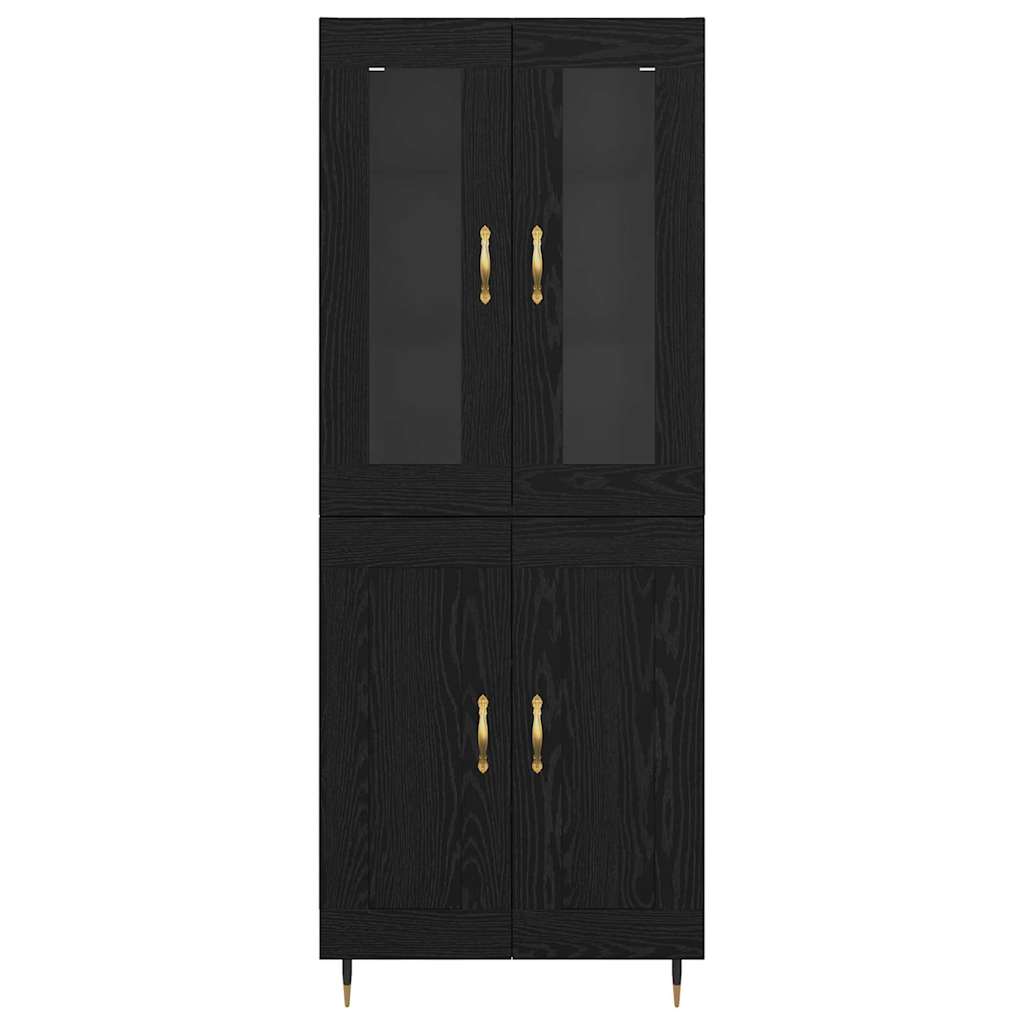 Highboard 2 pcs Crni hrast Konstruirano drvo
