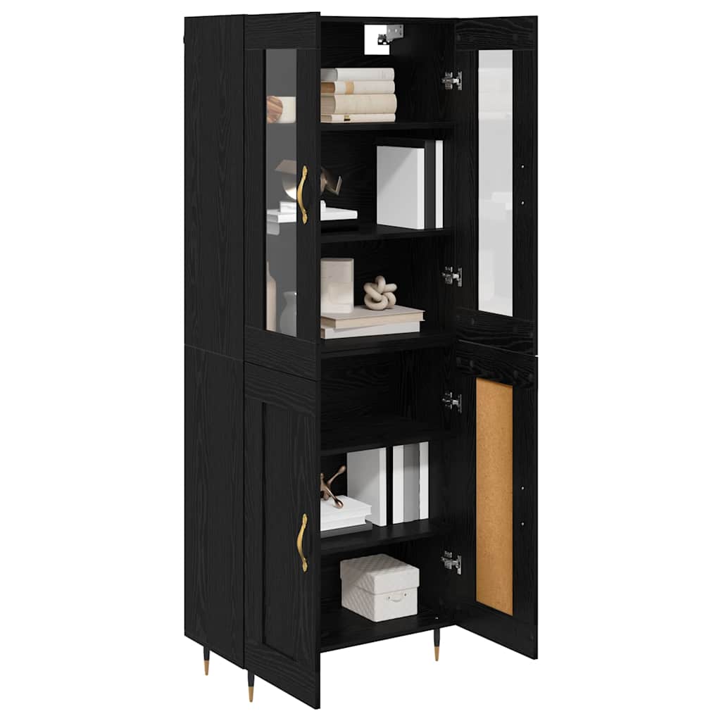 Highboard 2 pcs Crni hrast Konstruirano drvo