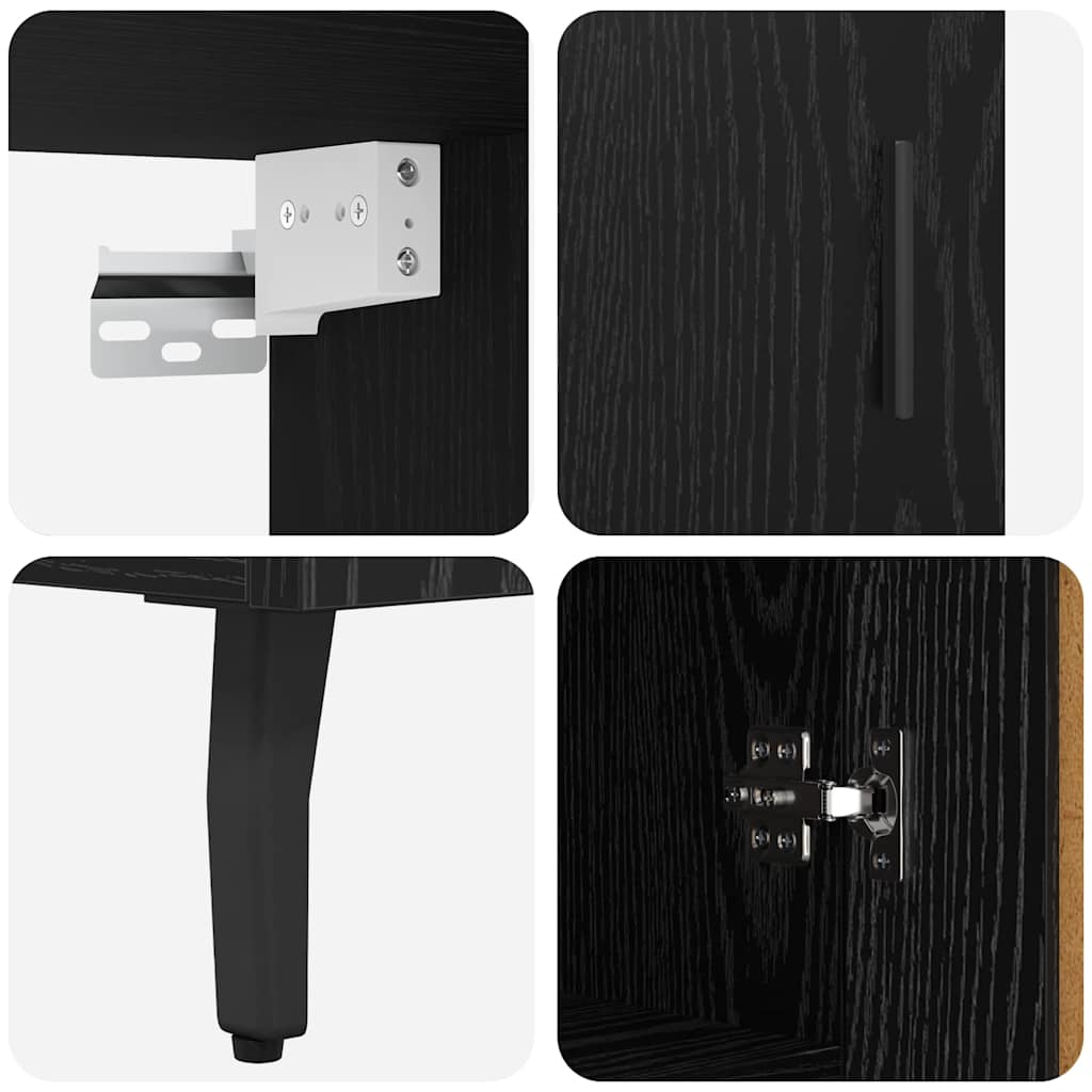 Highboard 2 pcs Crni hrast Konstruirano drvo