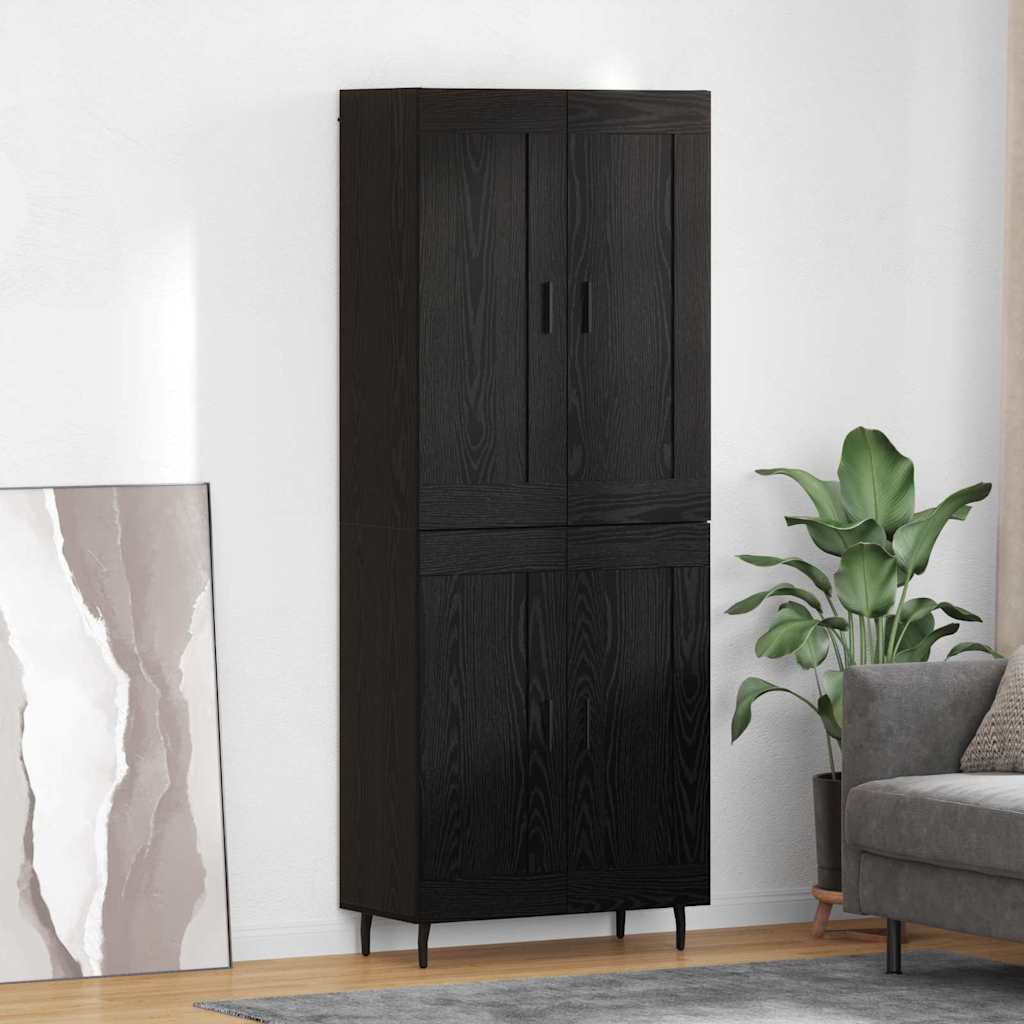 Highboard 2 pcs Crni hrast Konstruirano drvo