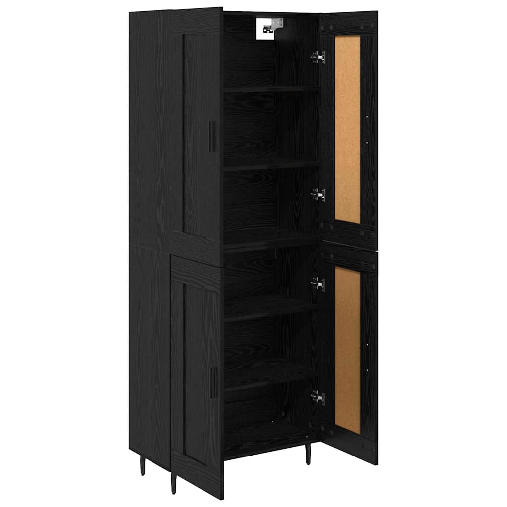 Highboard 2 pcs Crni hrast Konstruirano drvo