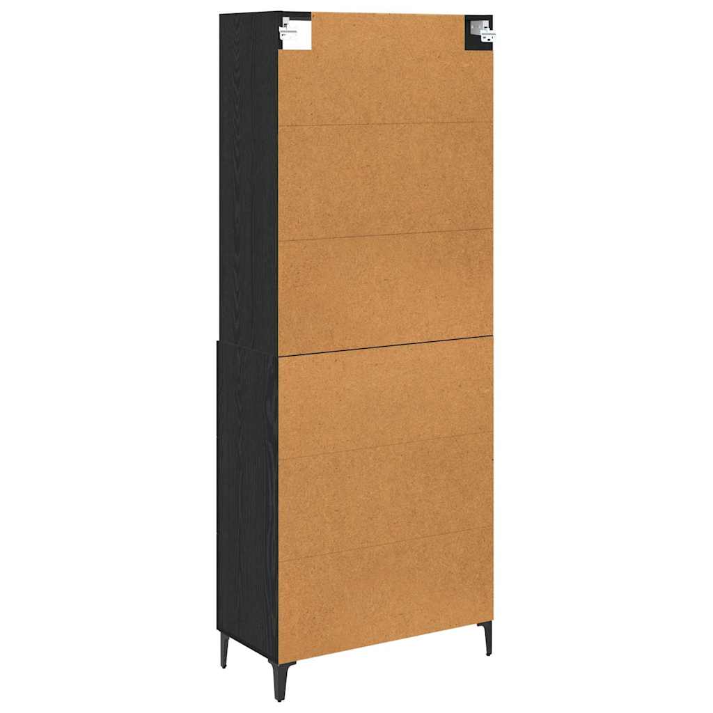 Highboard 2 pcs Crni hrast Konstruirano drvo