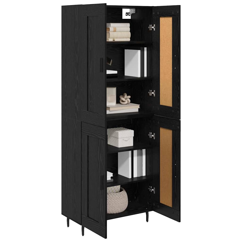 Highboard 2 pcs Crni hrast Konstruirano drvo