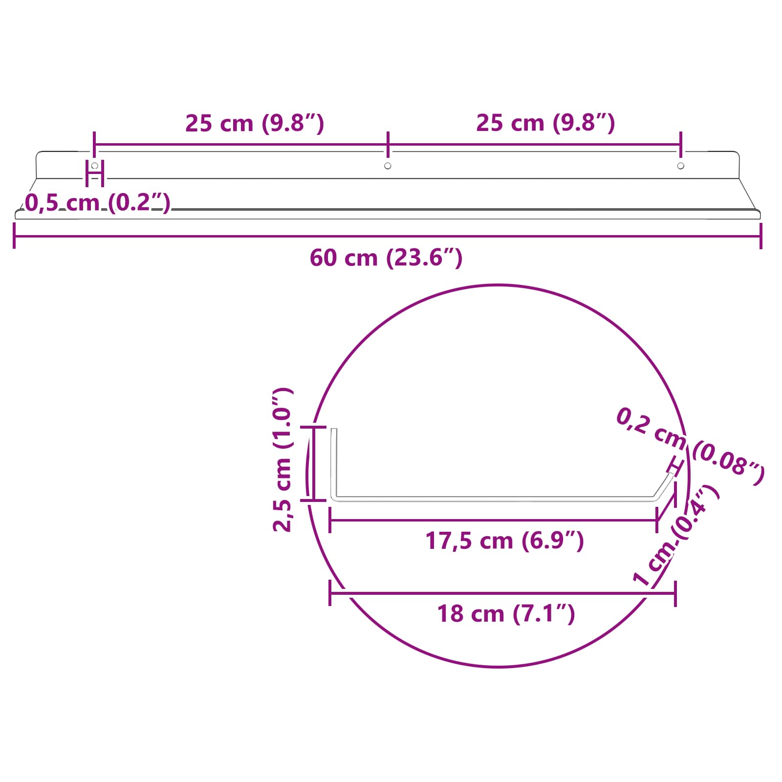 Lebdeća polica Zidne 4 pcs Antracit 60 x 18 x 2,5 cm Čelik