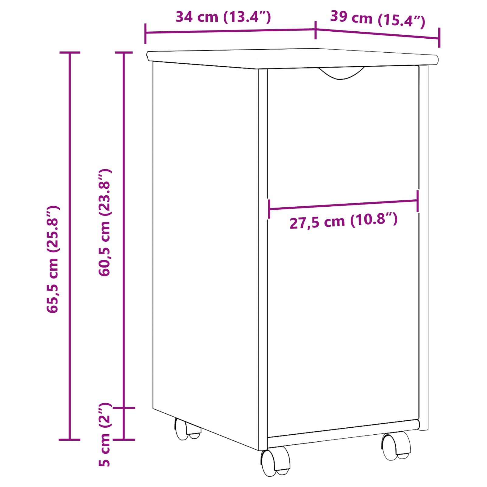 Mobilni ormar Medeno smeđa 34 x 39 x 65,5 cm Čvrsto borovo drvo