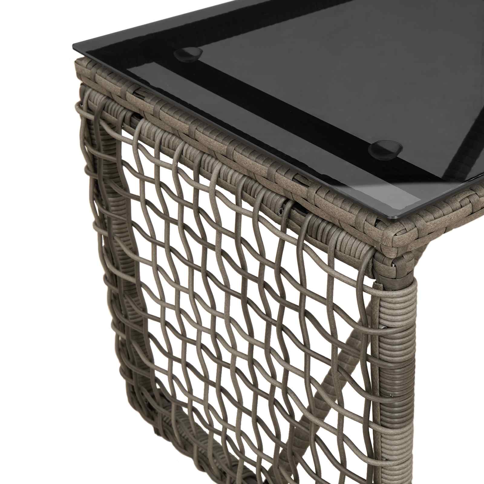 Vanjski stol Siva i crna 80 x 40 x 40 cm PE Rattan i Staklo