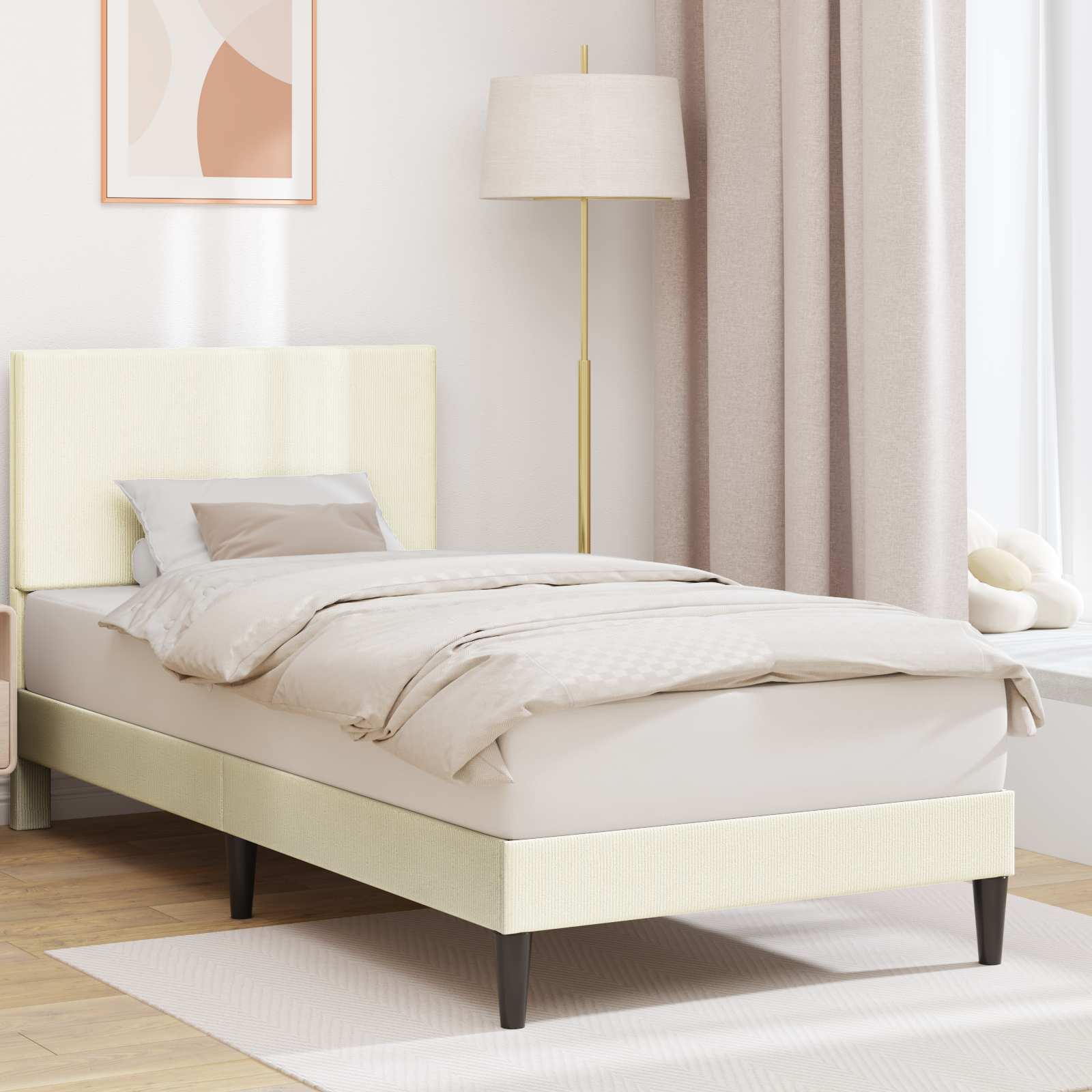 Krevetna konstrukcija Krem 90 x 190 cm Kordura tekstil