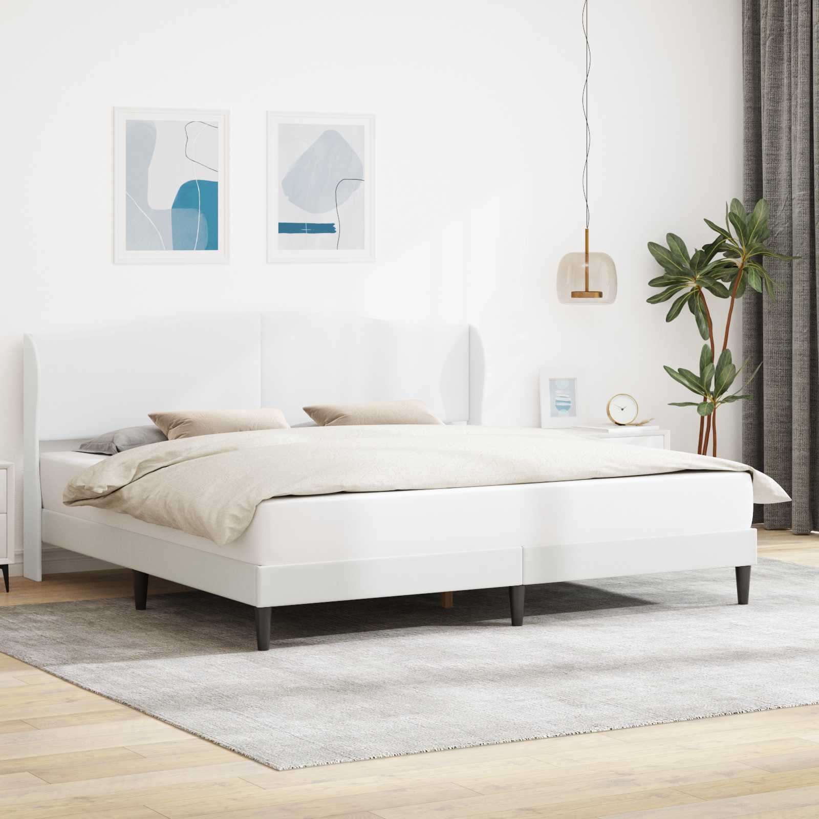 Krevetna konstrukcija Bijela 200 x 200 cm Umjetna koža