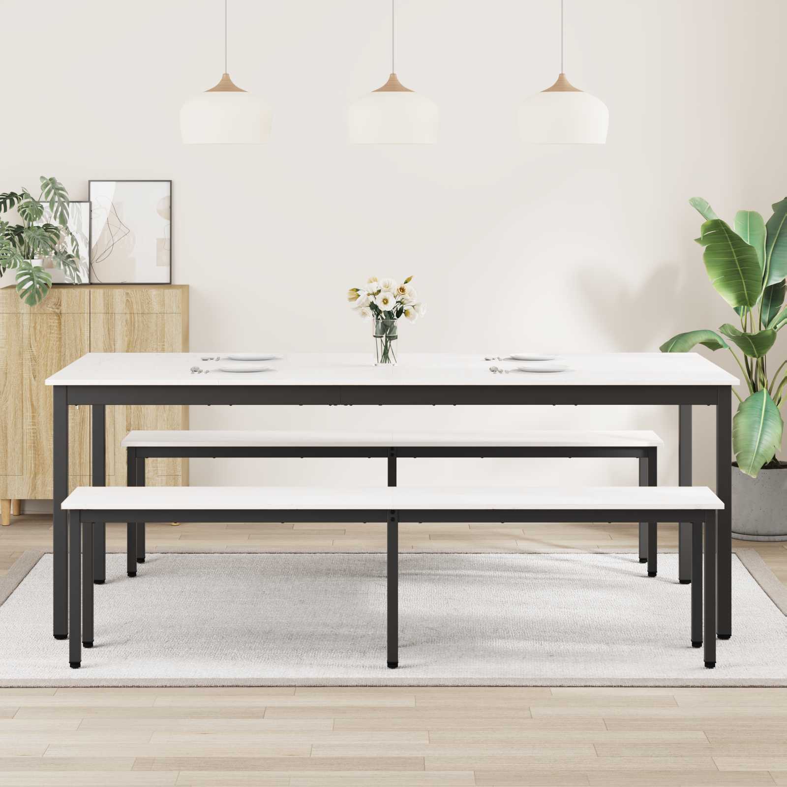 Stol za objedovanje Bijelo 200 x 100 x 75 cm Čvrsto borovo drvo