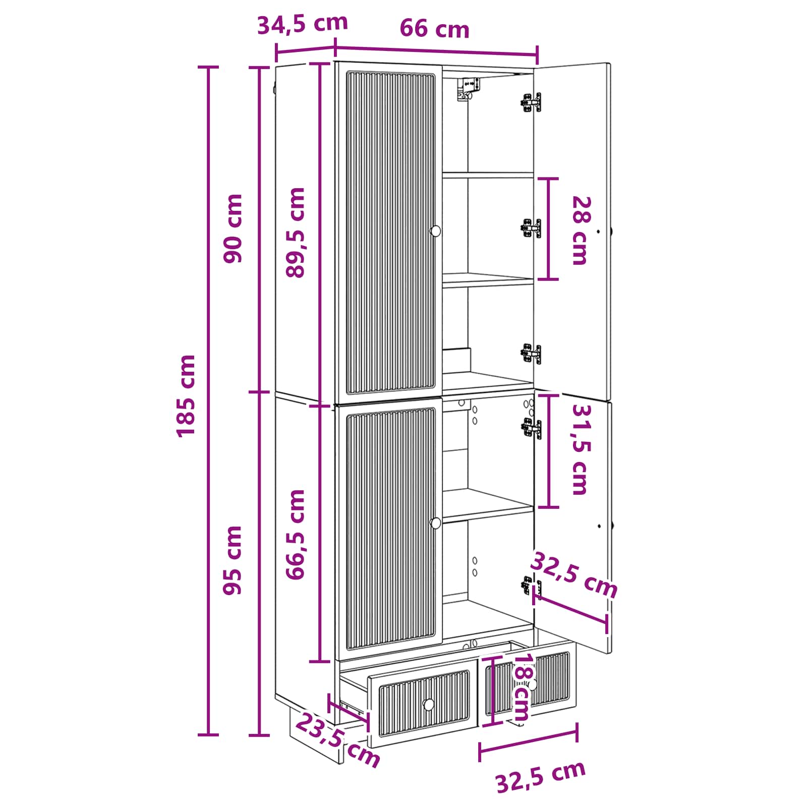 Set ormara 2 pcs Staro drvo 66 x 34,5 x 95 cm Konstruirano drvo