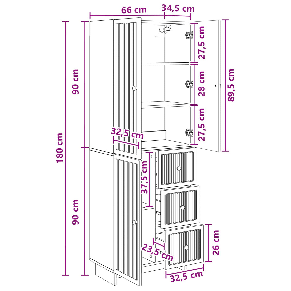 Set ormara 2 kom. Konstruirano drvo Bijela 66 x 34,5 x 90 cm
