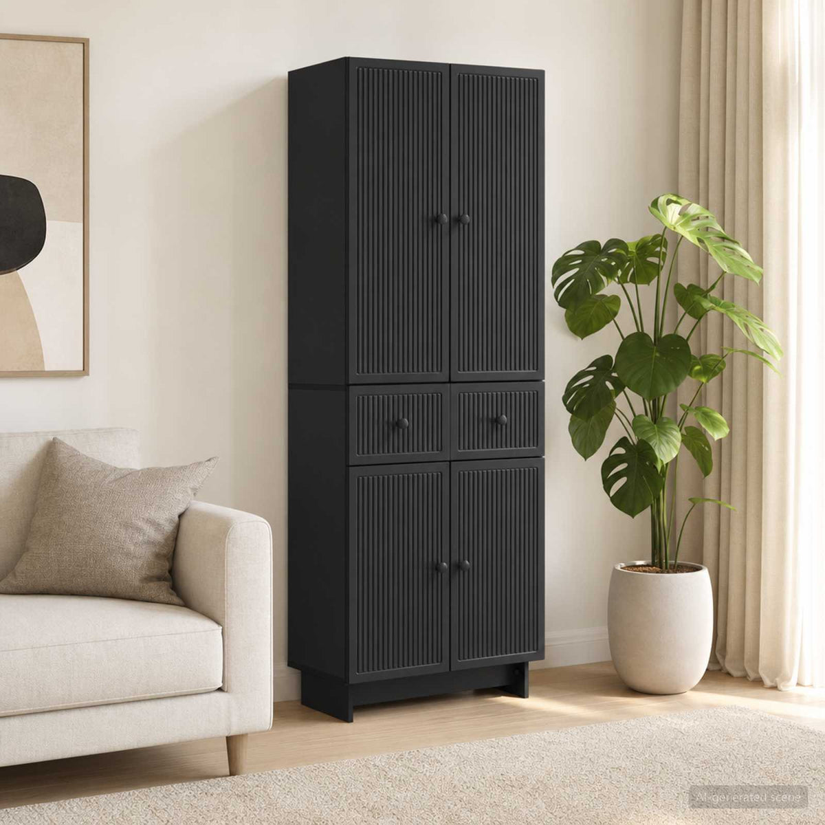 Set ormara 2 kom. Konstruirano drvo Crna 66 x 34,5 x 90 cm