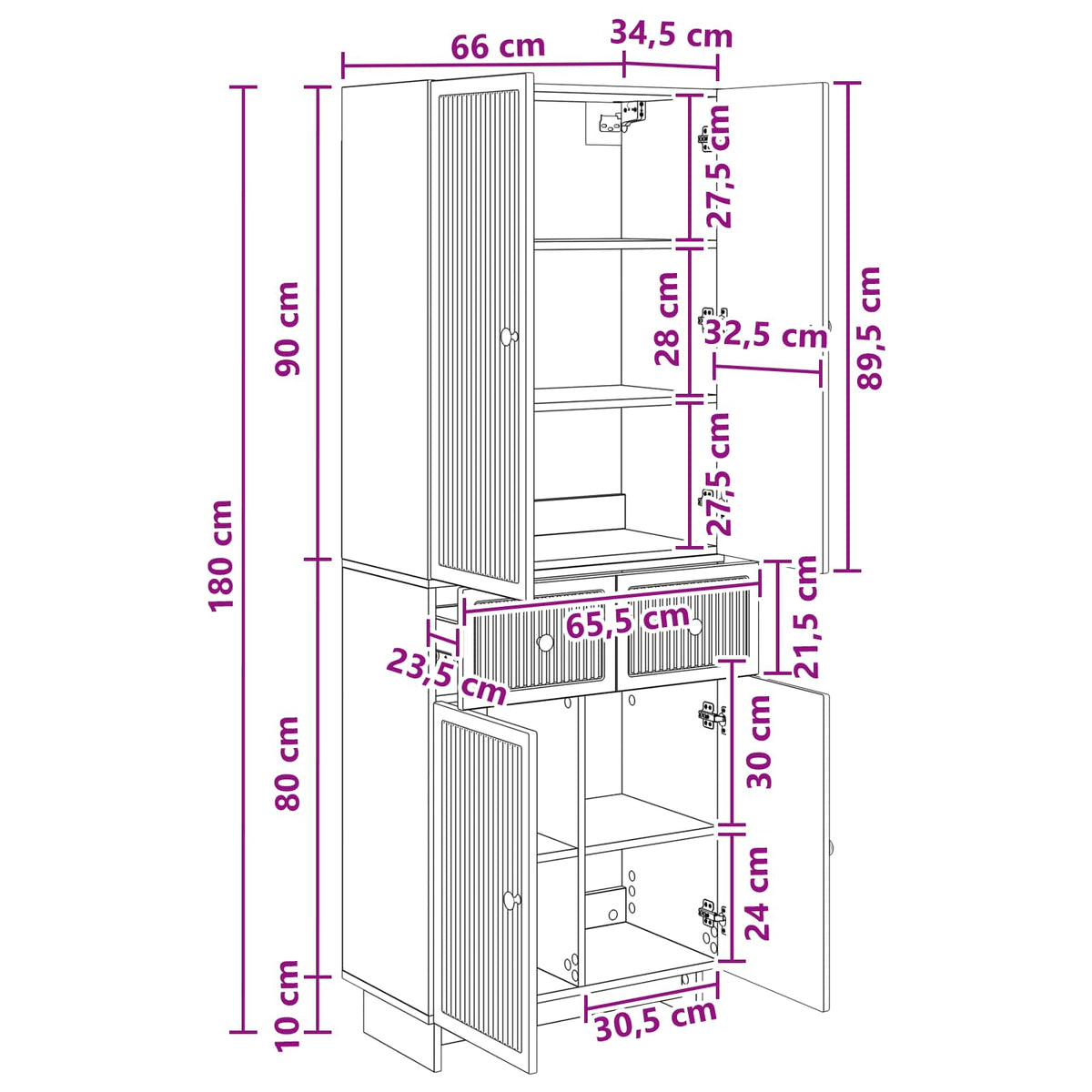 Set ormara 2 kom. Konstruirano drvo Crna 66 x 34,5 x 90 cm
