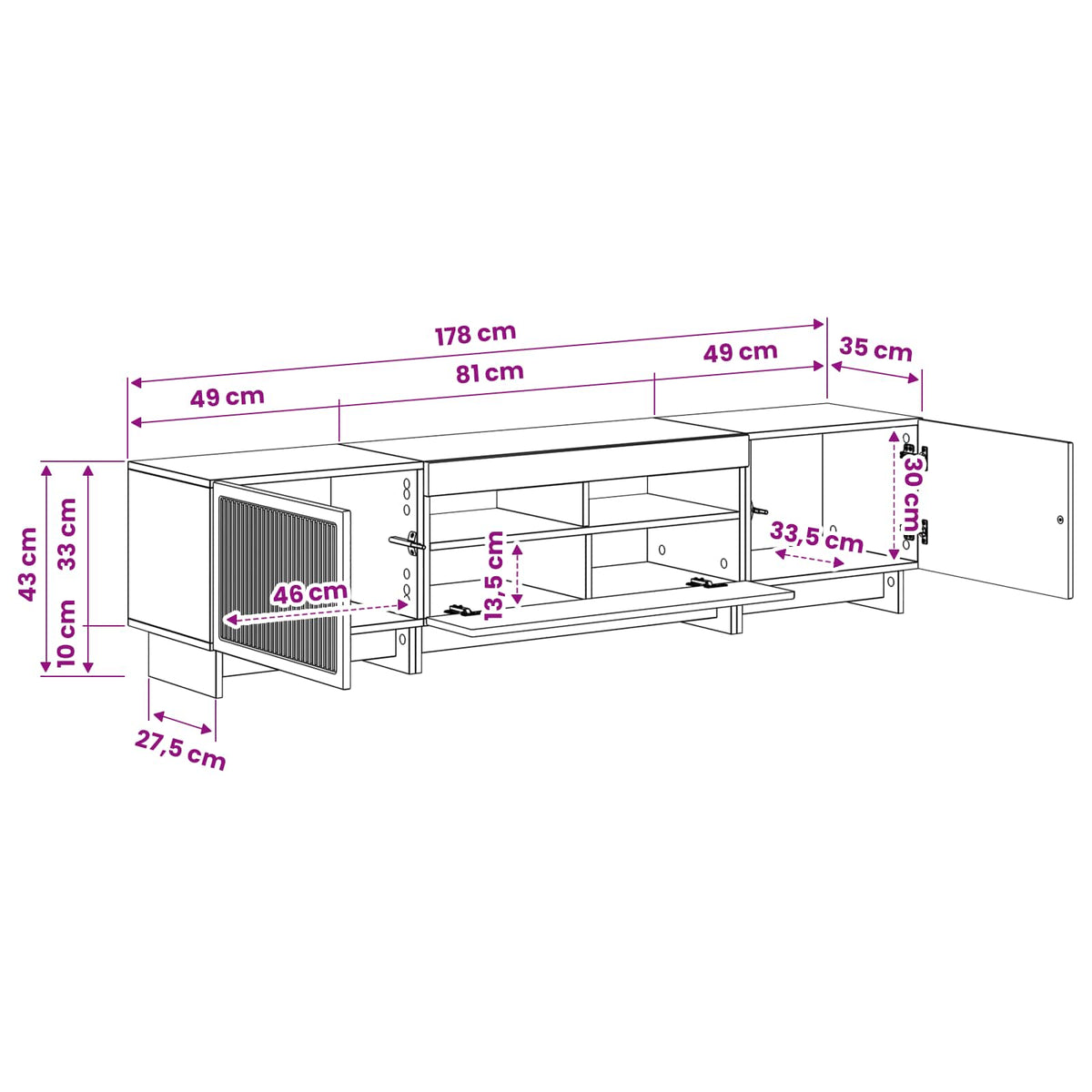 5-dijelni LED TV ormarić Betonska siva Konstruirano drvo 81 x 35 x 43 cm