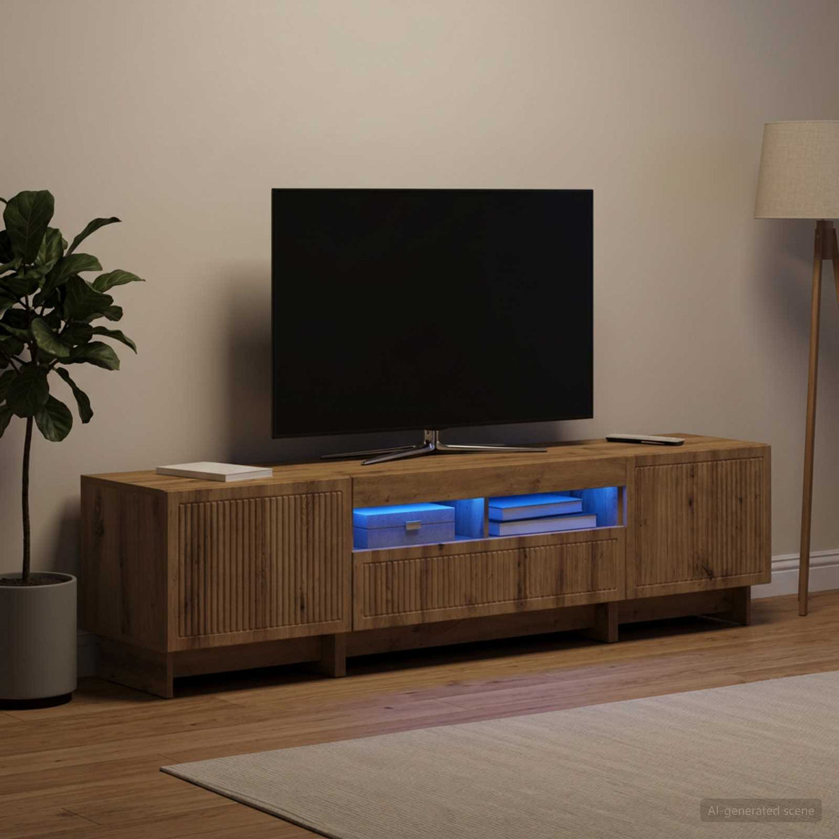 5-dijelni LED TV ormarić Hrast artisan Konstruirano drvo Siva 81 x 35 x 43 cm