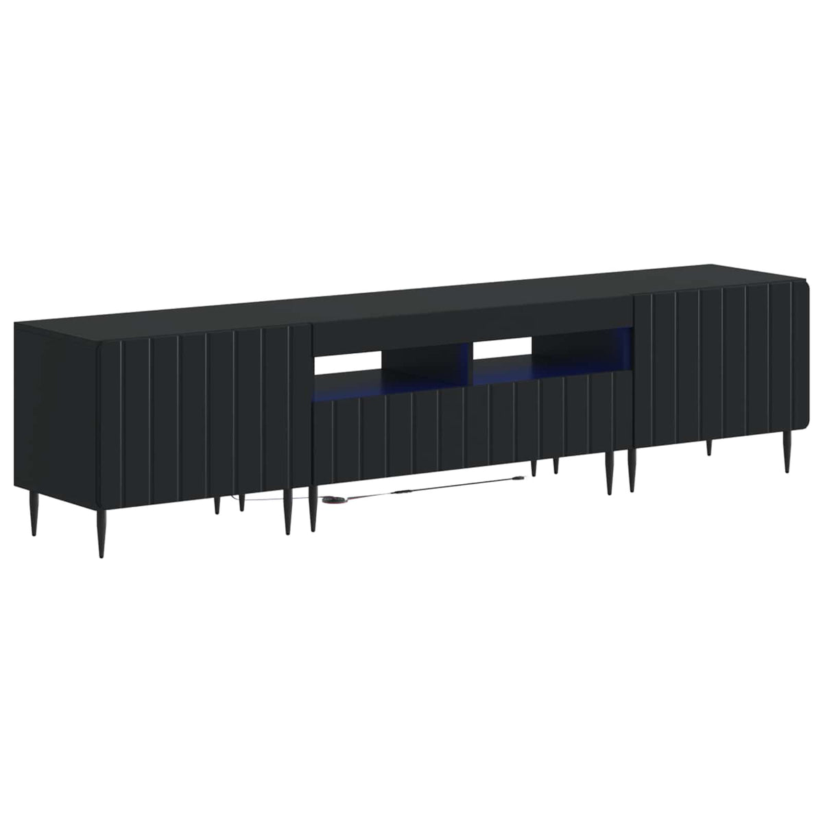 3-dijelni LED TV kabinet ZWOLLE Crna Konstruirano drvo